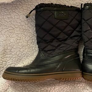 Coach Quilted Black and Brown Winter Boots